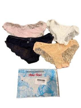Amorfati Women's Lace Back Cheekini Panty Set 4-Pack medium NEW no panty line